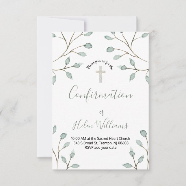 Convites comprovação de decor de aquarela de folhagem (Frente)