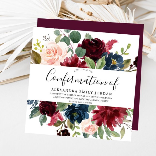 Convites Comunhão com Cores de Água Moderna Floral da Borgo (Criador carregado)
