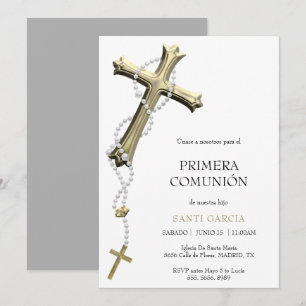Convites Comunhão Gold & Blue Cross Classy