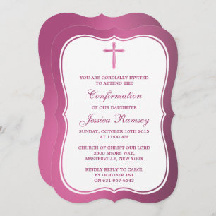 Convites Comunhão ou Confirmação Da Cruz Rosa Metálica
