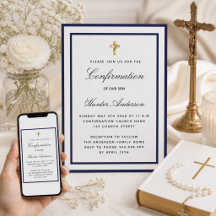Comunhão para Ele em branco azul royal minimalista