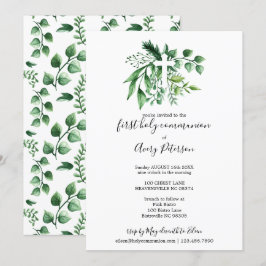 Convites Comunhão santamente da cruz botânica verde do