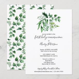 Convites Comunhão santamente da cruz botânica verde do