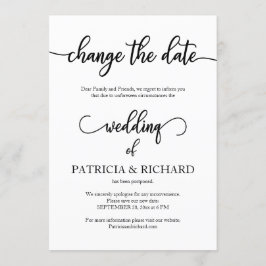 Convites Comunicado de Adiamento de Casamento Alterar a Dat