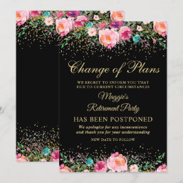 Convites Comunicado de Adiamento Festa de Aposentadoria Flo