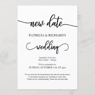 Convites Comunicado de Casamento Adiado para Nova Data