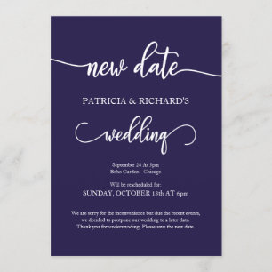 Convites Comunicado de Casamento Adiado para Nova Data Azul