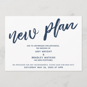 Convites Comunicado de Postponemento de Casamento com Texto