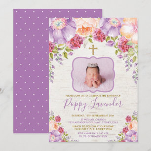 Convites Comunidade de Batismo Floral Violeta Roxo