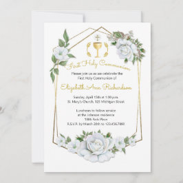 Convites Comunidade de Moldura Geométrica de Rosas Brancas