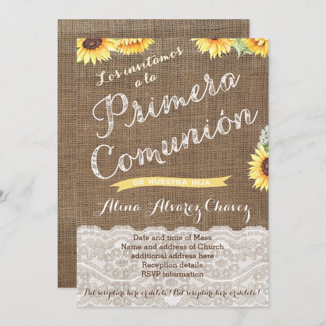 Convites Comunidade Espanhola de 1rua Convidada para Menina (Frente/Verso)