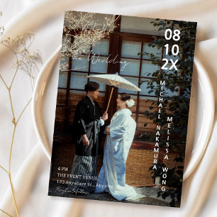 Convites conceito de casamento fotográfico japonês asiático