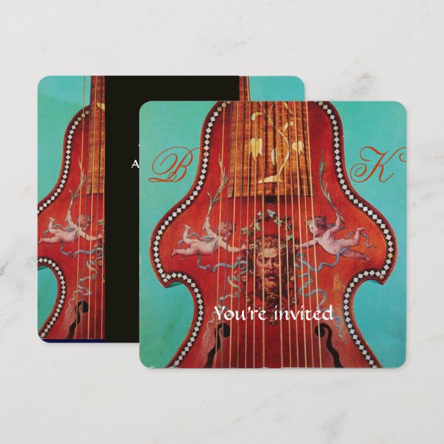 Convites CONCERTO DE MÚSICA ANTIGA,CASAMENTO Monograma Verm (Frente/Verso)