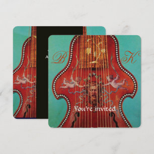 Convites CONCERTO DE MÚSICA ANTIGA,CASAMENTO Monograma Verm