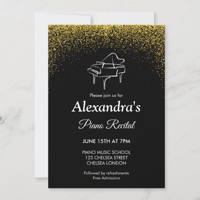 Convites Concerto de Recital de Piano Música Clássica (Frente)