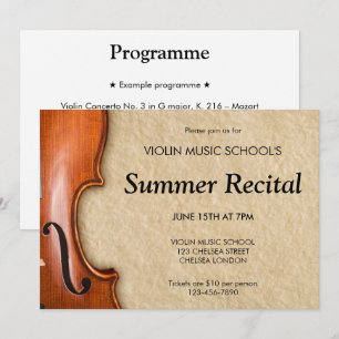 Convites Concerto de Recital de Violino Música Clássica
