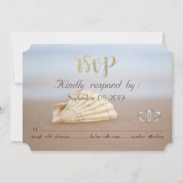 Convites Concha de Praia, Corações RSVP