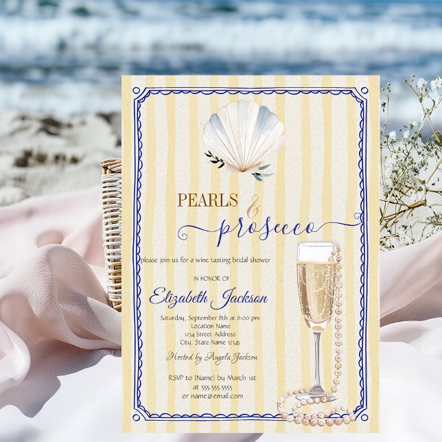Convites Conchas de Pérolas & Prosecco Listras Amarelas (Criador carregado)