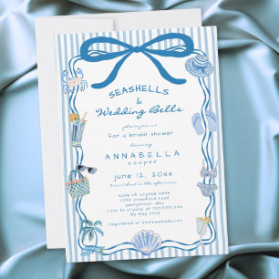 Convites Conchas Desenhadas à Mão Sininhos de Casamento Chu