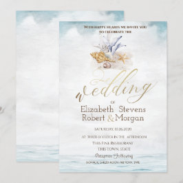 Convites Conchas em Aquarela, Casamento no Mar