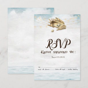 Convites Conchas,Mar,CréDito de Luzes de Corda RSVP  
