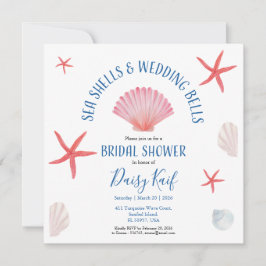 Convites Conchas marinhas elegantes & sinos de casamento Ch