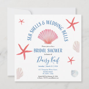 Convites Conchas marinhas elegantes & sinos de casamento Ch