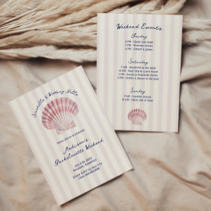 Convites Conchas & Sininhos de Casamento Rosa Azul-Claro De