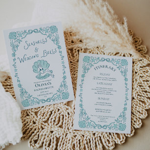 Convites Conchas Sinos de Casamento Despedida de Solteira C