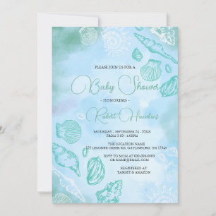 Convites Conchas Sob O Chá de fraldas Marítimo