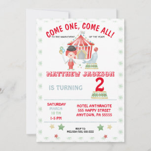 Convites Concurso de aniversário do Circus, venha um, venha