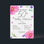 Convites Concurso de aniversário do Elegant Watercolor Flor<br><div class="desc">Celebre um marco com este elegante convite floral de 50 anos para aquarelas, com um belo design floral pintado à mão sobre um fundo texturizado de papel aquarela para um toque artístico único. Perfeito para uma comemoração elegante e memorável, este convite oferece texto totalmente editável para que você possa personalizar...</div>