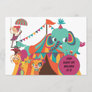 Convites Concurso de Aniversário para Crianças Retro Circus