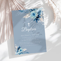 Concurso de batismo moderno floral azul-poeirento