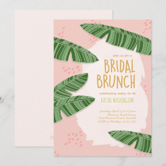 Convites Concurso de Bridal Rosa-Beachy Tropical Brunch (Frente/Verso)