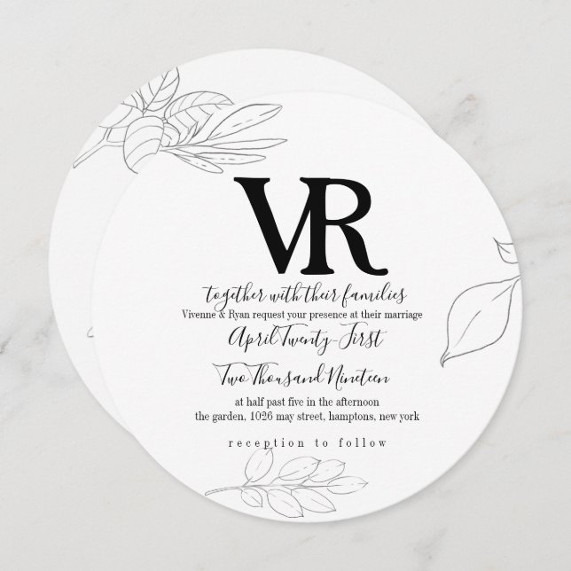 Convites Concurso de Casamento Botânico e Cisne Desengravid (Frente/Verso)