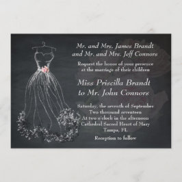 Convites Concurso de casamento Chalkboard,vestido estilizad