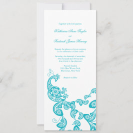 Convites Concurso de Casamento Chic Turquoise Floral Peacoc