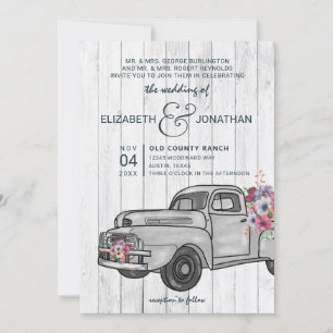 Convites Concurso de Casamento de Boho de Caminhão de Vint
