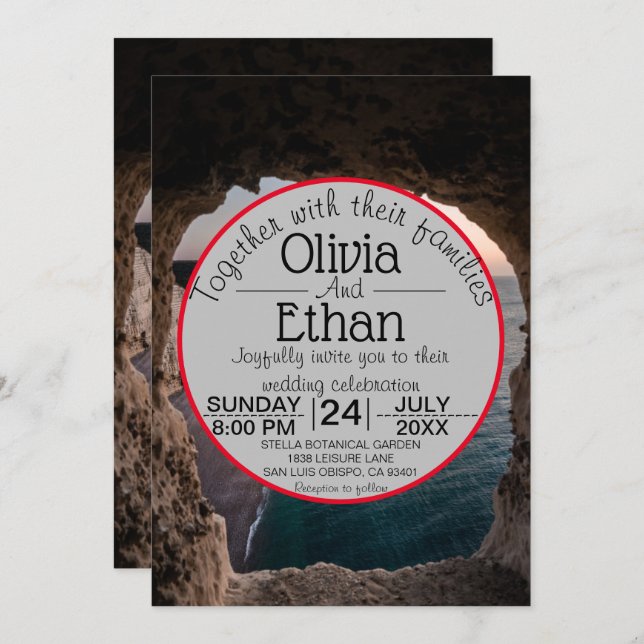 Convites Concurso de Casamento de Celebração de praia de es (Frente/Verso)