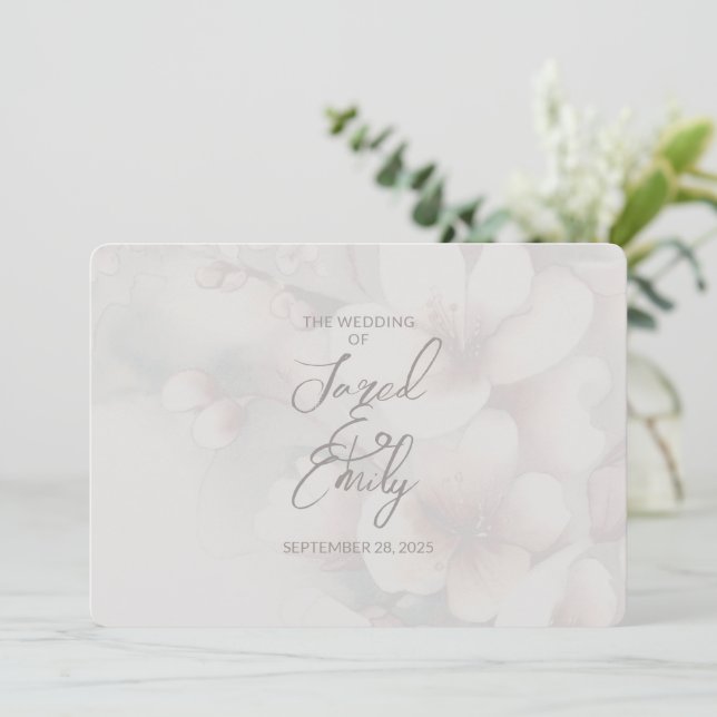 Convites Concurso de Casamento de Código QR de Cherry Bloss (Em pé/Frente)