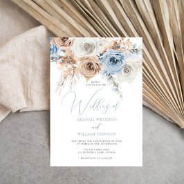 Convites Concurso de Casamento Floral Dusty Blue Boho