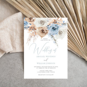 Convites Concurso de Casamento Floral Dusty Blue Boho