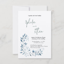 Convites Concurso de casamento Floral Dusty Blue Watercolor