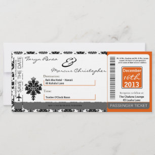 Convites Concurso de Casamento Linen Black Orang Passagem