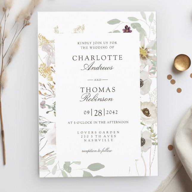 Convites Concurso de casamento moderno da primavera (Modern, floral, boho, spring wedding invitation. Print+Download)