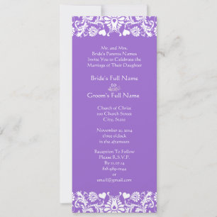 Convites Concurso de Casamento Plum Damask Swirls