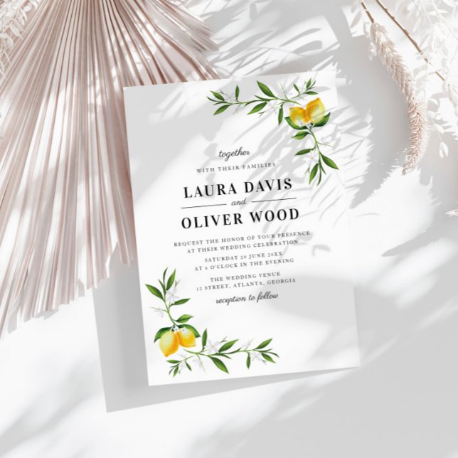 Convites Concurso de casamento verde com limão de aquarela  (Criador carregado)