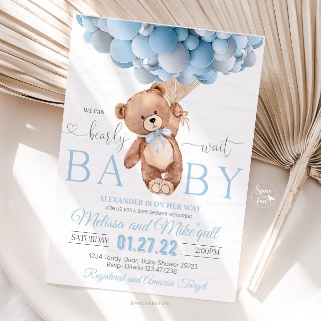 Convites Concurso De Chá de fraldas Do Urso De Teddy Que Po (teddy bear baby shower, baby shower invite, teddy bear party, baby shower invitation, bear theme bab)