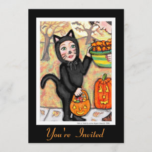 Convites Concurso de Figurino de Halloween de Gato Preto